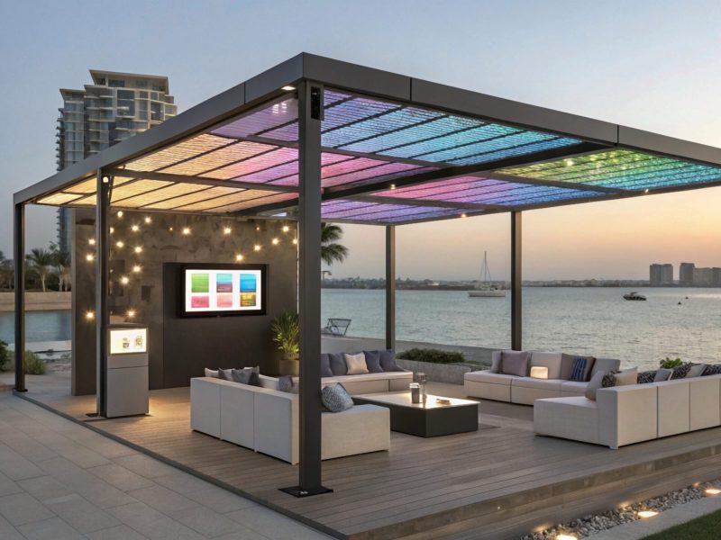 circular-pergola-contemporary-backyard-design-symmetrical-pergola-balanced-aesthetic