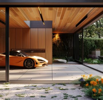 A sunlit car garage with a minimalist aesthetic   AI generated illustration